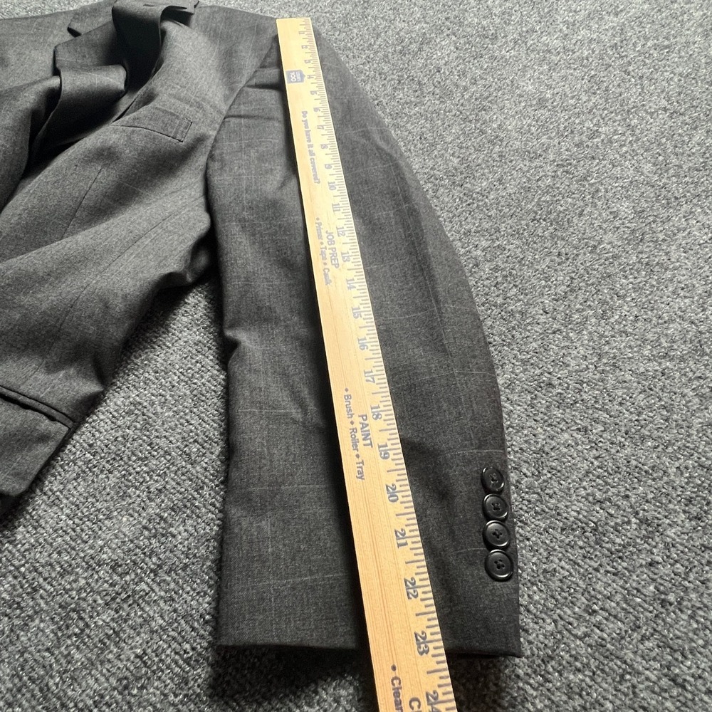 Jos. A. Bank Travelers Collection Gray Windowpane 100% Wool Blazer Jacket 46R - Picture 4 of 13